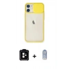MARSİLYAN™- iPhone 11 Kılıf Vadi Çizgi - Siyah Joko Magic 5D Cam + Turuncu PVD Metal Kamera Lens