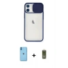 MARSİLYAN™- iPhone 11 Kılıf Vadi Çizgi - Siyah Joko Magic 5D Hayalet Cam + Mavi Neon Fosforlu Kamera Lens