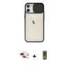 MARSİLYAN™- iPhone 11 Kılıf Vadi Çizgi - Siyah Joko Magic 5D Hayalet Cam + Pers Alüminyum Kamera Lens - KI
