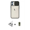 MARSİLYAN™- iPhone 11 Kılıf Vadi Çizgi - Siyah Joko Magic 5D Hayalet Cam + Raze Metal Kamera Lens - GS