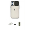 MARSİLYAN™- iPhone 11 Kılıf Vadi Çizgi - Siyah Joko Magic 5D Hayalet Cam + Renkli Kamera Lens Koruma Cam - SI
