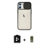 MARSİLYAN™- iPhone 11 Kılıf Vadi Çizgi - Siyah Joko Magic 5D Hayalet Cam + PVD Metal Kamera Lens - TU