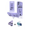 MARSİLYAN™- iPhone 11 Kılıf Vadi Form Prime - Siyah 3D Antistatik Seramik Nano Ekran Koruyucu + Mor Raze Metal Kamera Lens