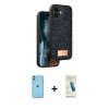 MARSİLYAN™- iPhone 11 Kılıf Vadi Klasik Serisi - Şeffaf Pasifik Cam Ekran Koruyucu + Neon Fosforlu Kamera Lens - YL