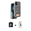 MARSİLYAN™- iPhone 11 Kılıf Vadi Klasik Serisi - Şeffaf Pasifik Cam Ekran Koruyucu + PVD Metal Kamera Lens - SH