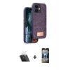 MARSİLYAN™- iPhone 11 Kılıf Vadi Klasik Serisi - Siyah 34D Hayalet Izgaralı Cam + Kamera Lens Koruma Cam - SF