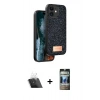 MARSİLYAN™- iPhone 11 Kılıf Vadi Klasik Serisi - Siyah 34D Hayalet Izgaralı Cam + Kamera Lens Koruma Cam - SF