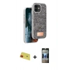 MARSİLYAN™- iPhone 11 Kılıf Vadi Klasik Serisi - Siyah 34D Hayalet Izgaralı Cam + Rainbow Kamera Lens Koruma Cam - KI