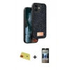 MARSİLYAN™- iPhone 11 Kılıf Vadi Klasik Serisi - Siyah 34D Hayalet Izgaralı Cam + Rainbow Kamera Lens Koruma Cam - KI
