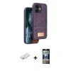 MARSİLYAN™- iPhone 11 Kılıf Vadi Klasik Serisi - Siyah 34D Hayalet Izgaralı Cam + Renkli Kamera Lens Koruma Cam - PE
