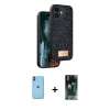 MARSİLYAN™- iPhone 11 Kılıf Vadi Klasik Serisi - Siyah 360 Mat Full Body Arka Koruyucu + Neon Fosforlu Kamera Lens - TU