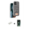 MARSİLYAN™- iPhone 11 Kılıf Vadi Klasik Serisi - Siyah 360 Mat Full Body Arka Koruyucu + Renkli Kamera Lens Koruma Cam - TU