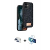 MARSİLYAN™- iPhone 11 Kılıf Vadi Klasik Serisi - Siyah 3D Antistatik Cam Ekran Koruyucu + Pers Alüminyum Kamera Lens - LT