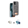 MARSİLYAN™- iPhone 11 Kılıf Vadi Klasik Serisi - Siyah 3D Antistatik Cam Ekran Koruyucu + Pers Alüminyum Kamera Lens - GD