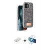 MARSİLYAN™- iPhone 11 Kılıf Vadi Klasik Serisi - Siyah 3D Antistatik Cam Ekran Koruyucu + Renkli Kamera Lens Koruma Cam - SI