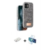 MARSİLYAN™- iPhone 11 Kılıf Vadi Klasik Serisi - Siyah 3D Antistatik Cam Ekran Koruyucu + Renkli Kamera Lens Koruma Cam - PE