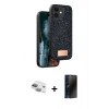 MARSİLYAN™- iPhone 11 Kılıf Vadi Klasik Serisi - Siyah 3D Antistatik Hayalet Cam Ekran Koruyucu + Pers Alüminyum Kamera Lens - YL