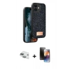MARSİLYAN™- iPhone 11 Kılıf Vadi Klasik Serisi - Siyah 3D Antistatik Mat Seramik Nano Ekran Koruyucu + Pers Alüminyum Kamera Lens - YL
