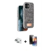 MARSİLYAN™- iPhone 11 Kılıf Vadi Klasik Serisi - Siyah 3D Antistatik Mat Seramik Nano Ekran Koruyucu + Pers Alüminyum Kamera Lens - YL