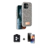 MARSİLYAN™- iPhone 11 Kılıf Vadi Klasik Serisi - Siyah 3D Antistatik Mat Seramik Nano Ekran Koruyucu + PVD Metal Kamera Lens - MI