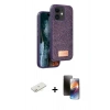 MARSİLYAN™- iPhone 11 Kılıf Vadi Klasik Serisi - Siyah 3D Antistatik Mat Seramik Nano Ekran Koruyucu + Renkli Kamera Lens Koruma Cam - SI
