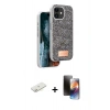 MARSİLYAN™- iPhone 11 Kılıf Vadi Klasik Serisi - Siyah 3D Antistatik Mat Seramik Nano Ekran Koruyucu + Renkli Kamera Lens Koruma Cam - SI