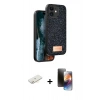 MARSİLYAN™- iPhone 11 Kılıf Vadi Klasik Serisi - Siyah 3D Antistatik Mat Seramik Nano Ekran Koruyucu + Renkli Kamera Lens Koruma Cam - SI