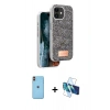 MARSİLYAN™- iPhone 11 Kılıf Vadi Klasik Serisi - Siyah 3D Antistatik Seramik Nano Ekran Koruyucu + Neon Fosforlu Kamera Lens - TU