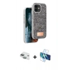MARSİLYAN™- iPhone 11 Kılıf Vadi Klasik Serisi - Siyah 3D Antistatik Seramik Nano Ekran Koruyucu + Pers Alüminyum Kamera Lens - YL