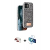 MARSİLYAN™- iPhone 11 Kılıf Vadi Klasik Serisi - Siyah 3D Antistatik Seramik Nano Ekran Koruyucu + Pers Alüminyum Kamera Lens - KI