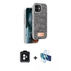 MARSİLYAN™- iPhone 11 Kılıf Vadi Klasik Serisi - Siyah 3D Antistatik Seramik Nano Ekran Koruyucu + PVD Metal Kamera Lens - YL