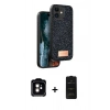 MARSİLYAN™- iPhone 11 Kılıf Vadi Klasik Serisi - Siyah 6D Antistatik Mat Seramik Hayalet Nano Ekran Koruyucu + PVD Metal Kamera Lens - TU