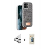 MARSİLYAN™- iPhone 11 Kılıf Vadi Klasik Serisi - Siyah 6D Mat Seramik Hayalet Nano Ekran Koruyucu + Raze Metal Kamera Lens - GS