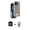 MARSİLYAN™- iPhone 11 Kılıf Vadi Klasik Serisi - Siyah Bilvis 3D Mat Cam Ekran Koruyucu + PVD Metal Kamera Lens - TU