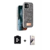 MARSİLYAN™- iPhone 11 Kılıf Vadi Klasik Serisi - Siyah Bilvis 3D Mat Cam Ekran Koruyucu + PVD Metal Kamera Lens - TU