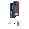 MARSİLYAN™- iPhone 11 Kılıf Vadi Klasik Serisi - Siyah Bilvis 3D Mat Cam Ekran Koruyucu + Renkli Kamera Lens Koruma Cam - PE