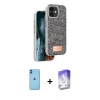 MARSİLYAN™- iPhone 11 Kılıf Vadi Klasik Serisi - Siyah Bilvis 5in1 3D Magic Cam Ekran Koruyucu + Neon Fosforlu Kamera Lens - MI