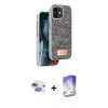 MARSİLYAN™- iPhone 11 Kılıf Vadi Klasik Serisi - Siyah Bilvis 5in1 3D Magic Cam Ekran Koruyucu + Pers Alüminyum Kamera Lens - GI