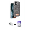 MARSİLYAN™- iPhone 11 Kılıf Vadi Klasik Serisi - Siyah Bilvis 5in1 3D Magic Cam Ekran Koruyucu + Pers Alüminyum Kamera Lens - YL
