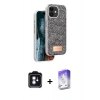 MARSİLYAN™- iPhone 11 Kılıf Vadi Klasik Serisi - Siyah Bilvis 5in1 3D Magic Cam Ekran Koruyucu + PVD Metal Kamera Lens - MI