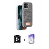 MARSİLYAN™- iPhone 11 Kılıf Vadi Klasik Serisi - Siyah Bilvis 5in1 3D Magic Cam Ekran Koruyucu + PVD Metal Kamera Lens - TU