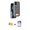MARSİLYAN™- iPhone 11 Kılıf Vadi Klasik Serisi - Siyah Bilvis 5in1 3D Magic Cam Ekran Koruyucu + Rainbow Kamera Lens Koruma Cam - KI