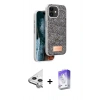 MARSİLYAN™- iPhone 11 Kılıf Vadi Klasik Serisi - Siyah Bilvis 5in1 3D Magic Cam Ekran Koruyucu + Raze Metal Kamera Lens - GS