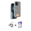 MARSİLYAN™- iPhone 11 Kılıf Vadi Klasik Serisi - Siyah Bilvis 5in1 3D Magic Cam Ekran Koruyucu + Raze Metal Kamera Lens - GS