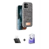 MARSİLYAN™- iPhone 11 Kılıf Vadi Klasik Serisi - Siyah Bilvis 5in1 5D Magic Hayalet Cam Ekran Koruyucu + Kamera Lens Koruma Cam - SF