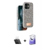 MARSİLYAN™- iPhone 11 Kılıf Vadi Klasik Serisi - Siyah Bilvis 5in1 5D Magic Hayalet Cam Ekran Koruyucu + Kamera Lens Koruma Cam - SF