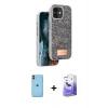 MARSİLYAN™- iPhone 11 Kılıf Vadi Klasik Serisi - Siyah Bilvis 5in1 5D Magic Hayalet Cam Ekran Koruyucu + Neon Fosforlu Kamera Lens - TU