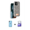 MARSİLYAN™- iPhone 11 Kılıf Vadi Klasik Serisi - Siyah Bilvis 5in1 5D Magic Hayalet Cam Ekran Koruyucu + Neon Fosforlu Kamera Lens - TU