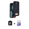 MARSİLYAN™- iPhone 11 Kılıf Vadi Klasik Serisi - Siyah Bilvis 5in1 5D Magic Hayalet Cam Ekran Koruyucu + PVD Metal Kamera Lens - YL