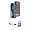 MARSİLYAN™- iPhone 11 Kılıf Vadi Klasik Serisi - Siyah Bilvis 5in1 5D Magic Hayalet Cam Ekran Koruyucu + Pers Alüminyum Kamera Lens - YL